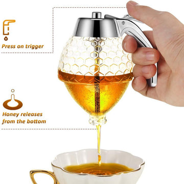 🍯 Elegant Crystal Honey Dispenser – Serve Honey & Syrup in Style! 🍯