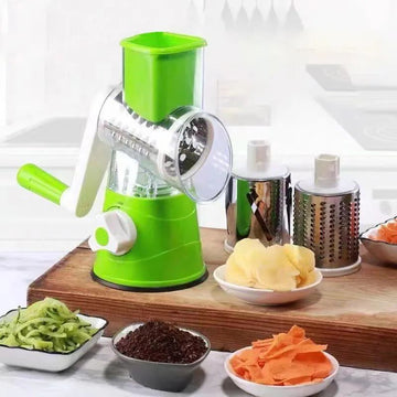 Tabletop Drum Vegetable Cutter – Multifunctional Hand-Crank Shredder & Potato Grater for Home Kitchen